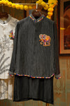Black Elephant Motif Jacket Set