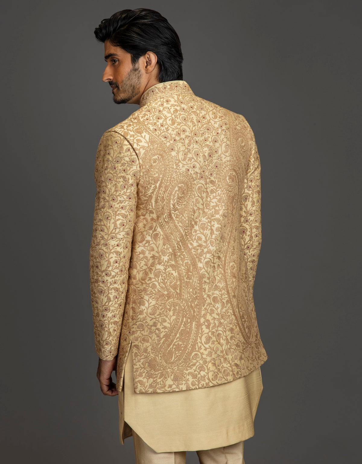 CLASSIC GOLD OPEN JACKET INDO WESTERN