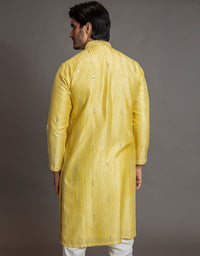 YELLOW MIRROR WORK KURTA SET
