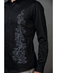 ABSTRACT FLORAL EMBROIDERY SHIRT