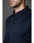 BLUE PLEETED SHIRT
