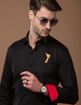 GIRAFFE MOTIF BLACK SHIRT