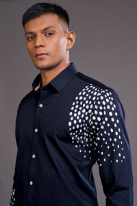 WHITE DOTS HAND PAINTED SHIRT