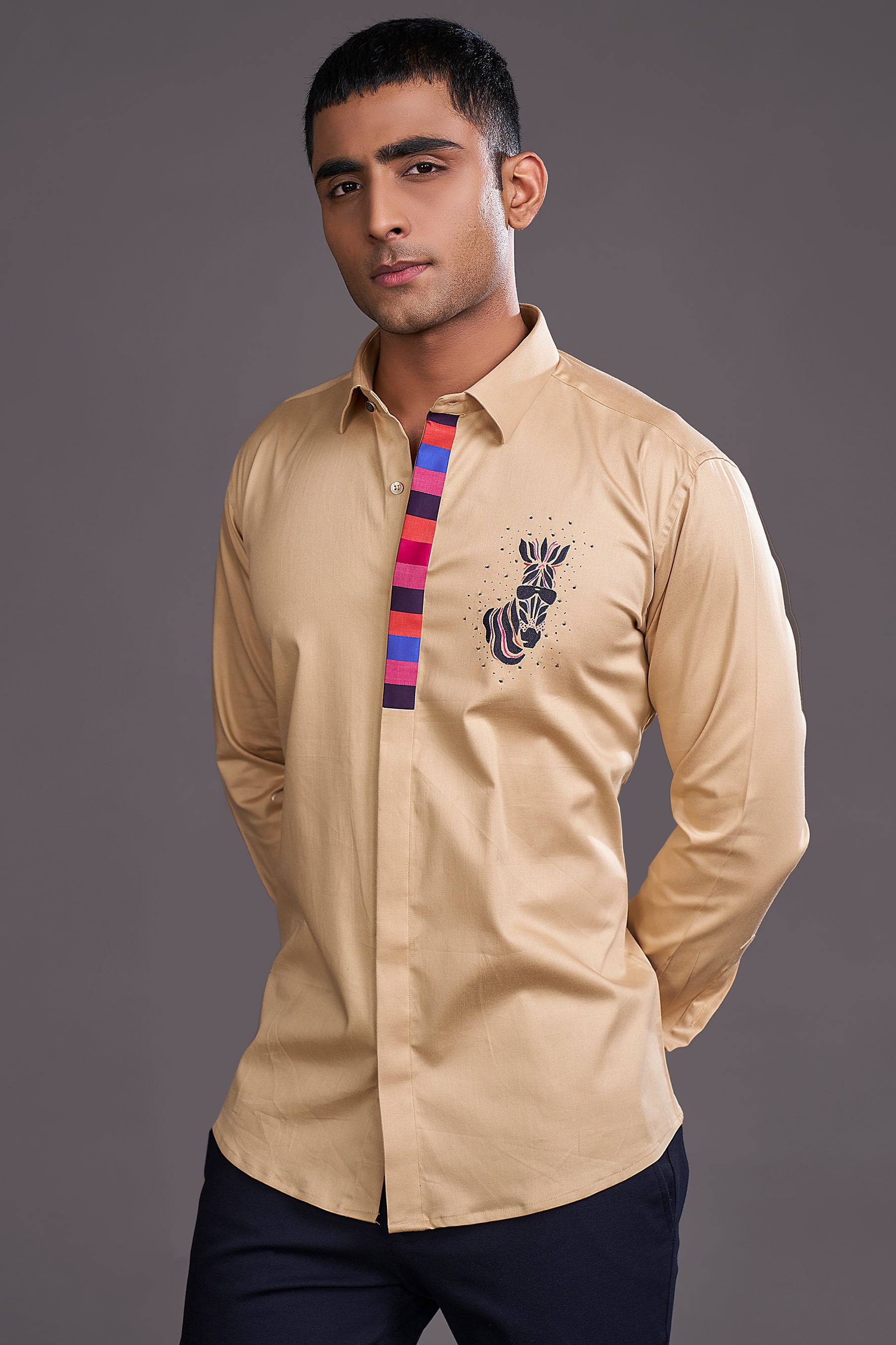 COLOUFUL ZEBRA EMBROIDERED SHIRT