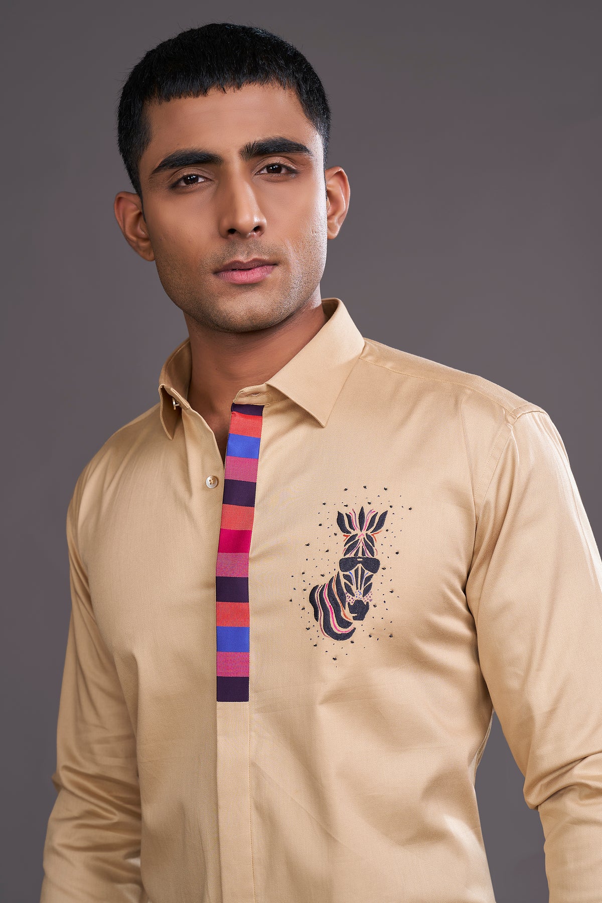 COLOUFUL ZEBRA EMBROIDERED SHIRT