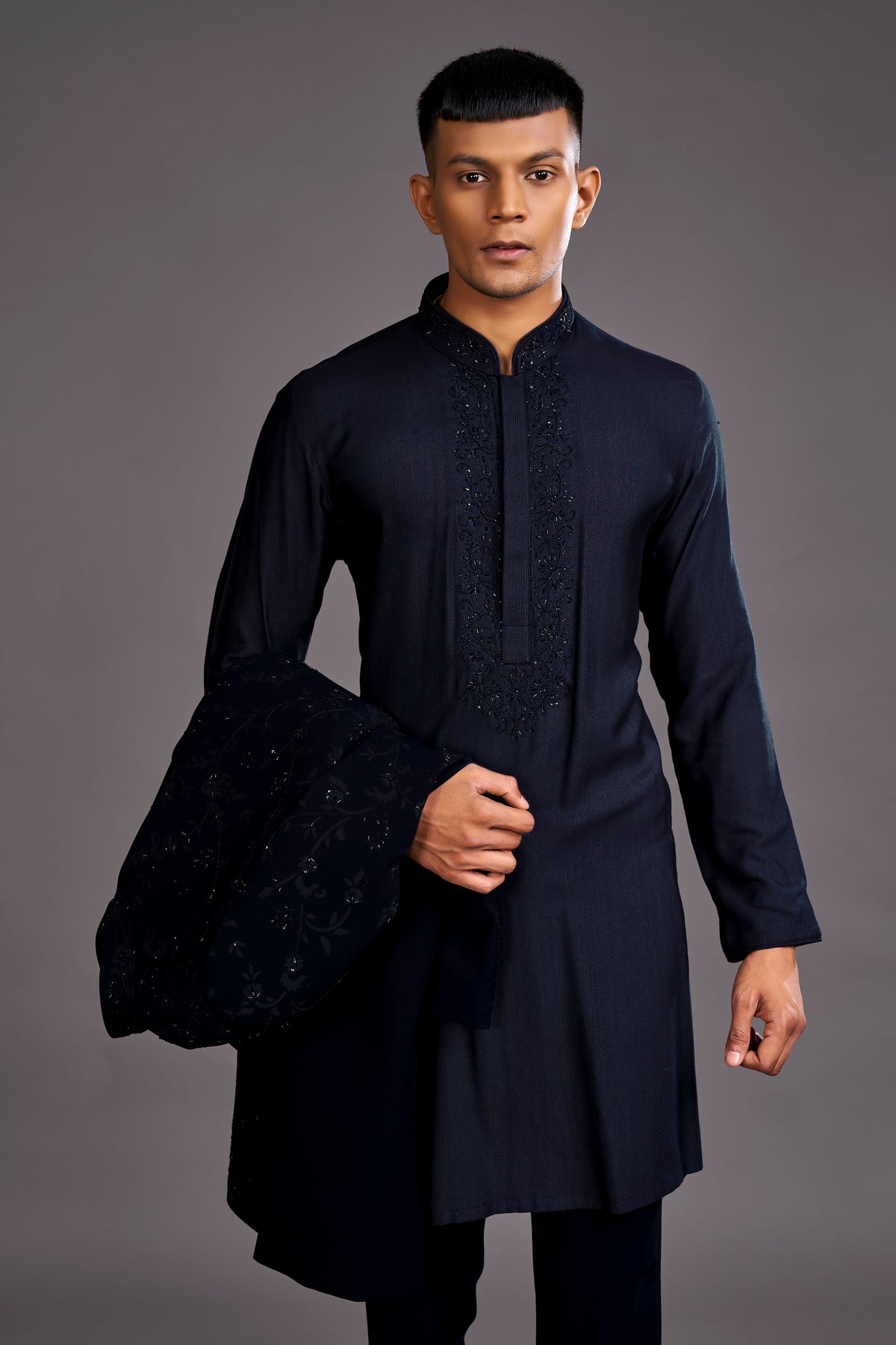 NAVY BLUE OPEN INDO WESTERN