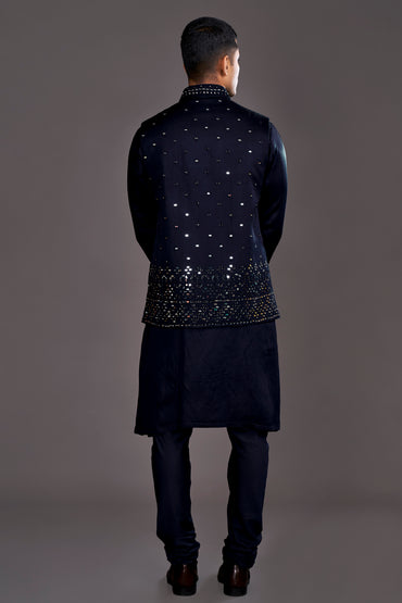 NAVY BLUE MIRROR BUNDI SET