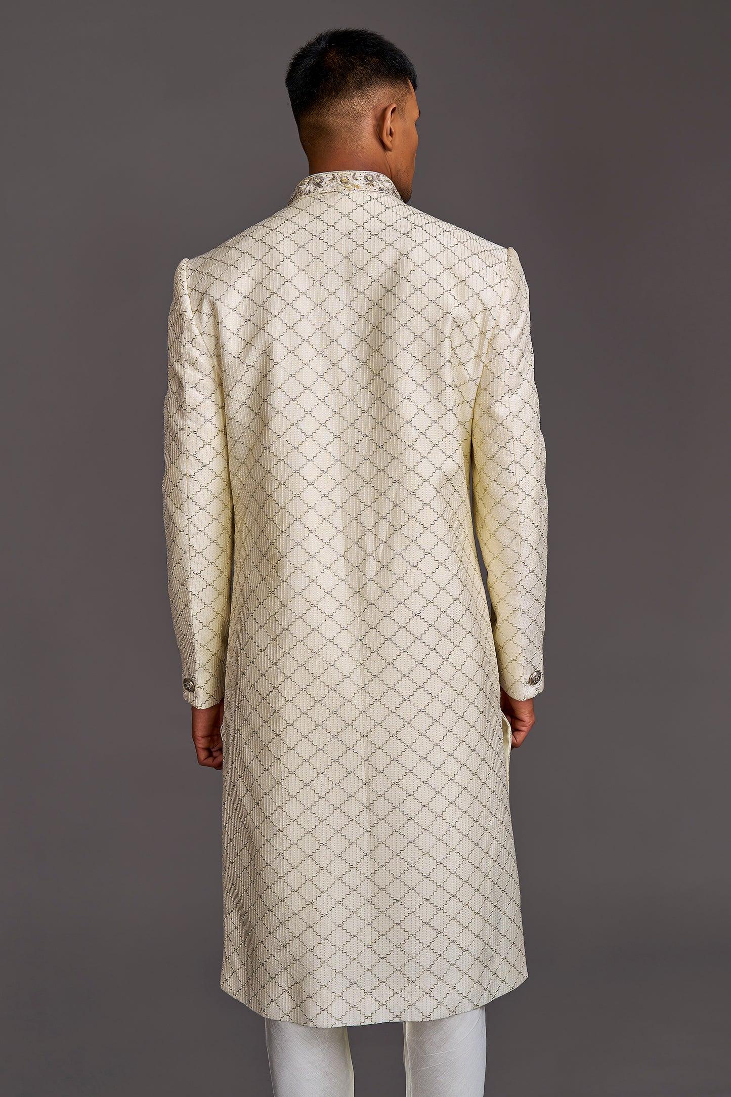 IVORY GEOMTERIC SHERWANI