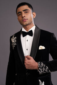 BLACK VELVET TUXEDO SUIT