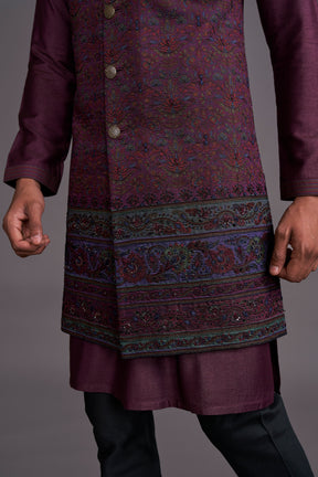 MAROON LONG BUNDI SET