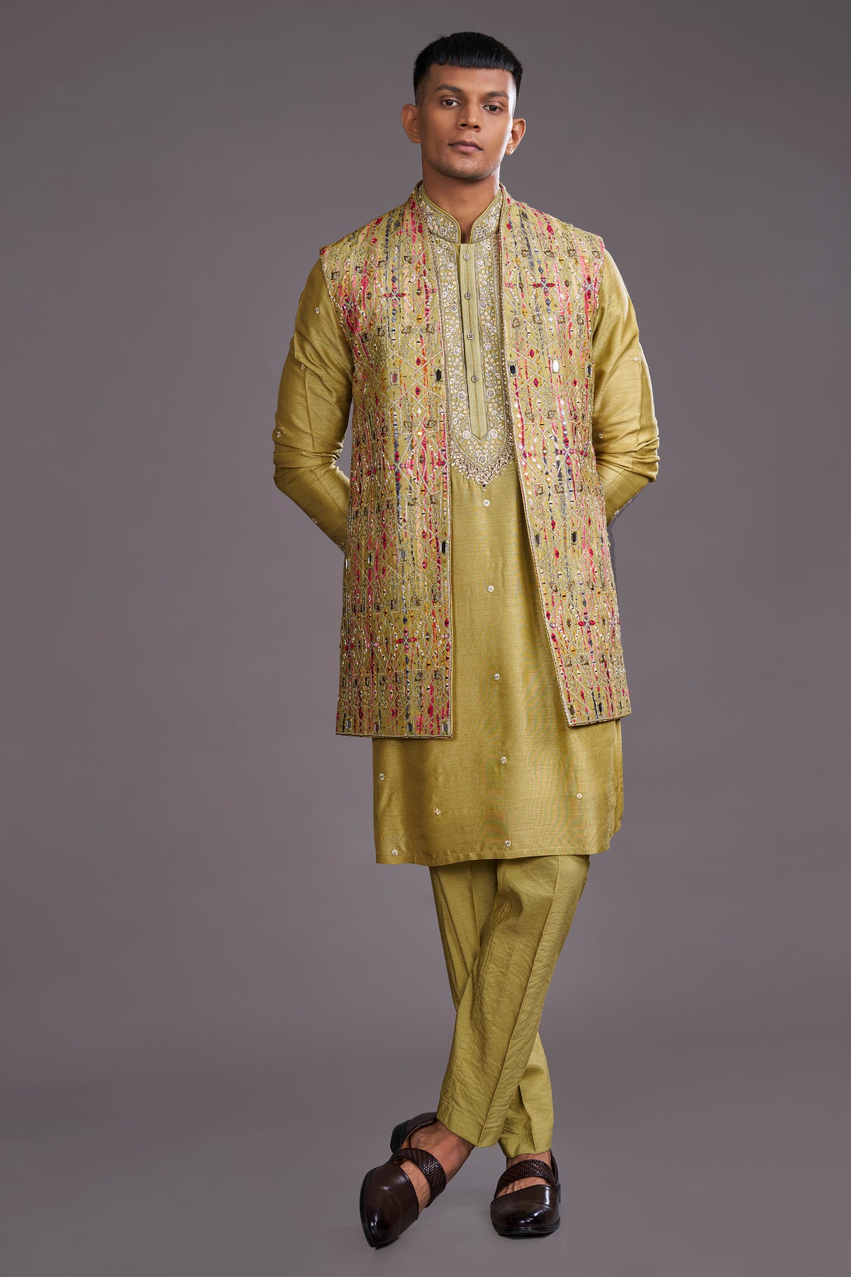 GREEN LONG BUNDI SET