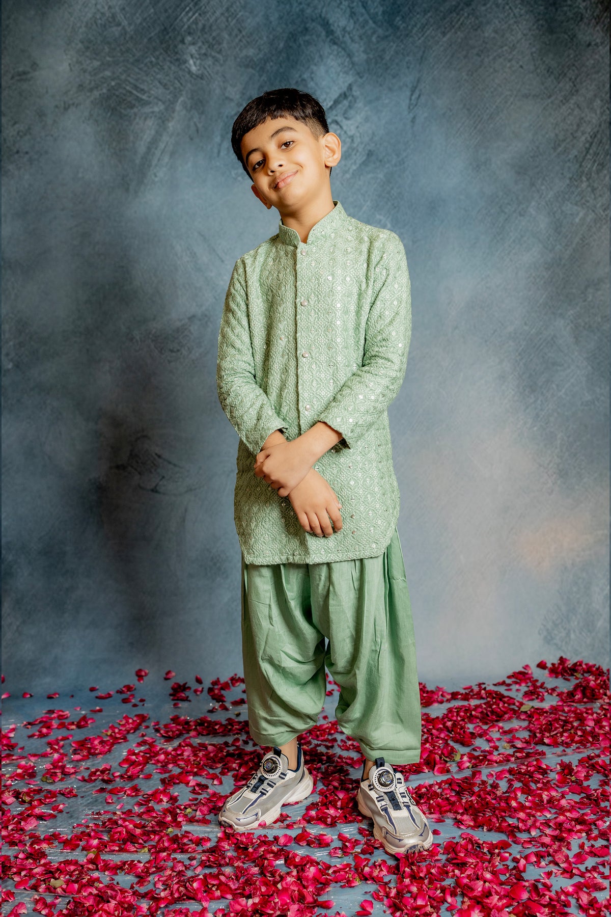 PISTA GREEN KURTA WITH PATIYALA