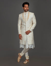 IVORY ANARKALI CUT SHERWANI