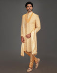GEOMETRIC PATTERN GOLD SHERWANI
