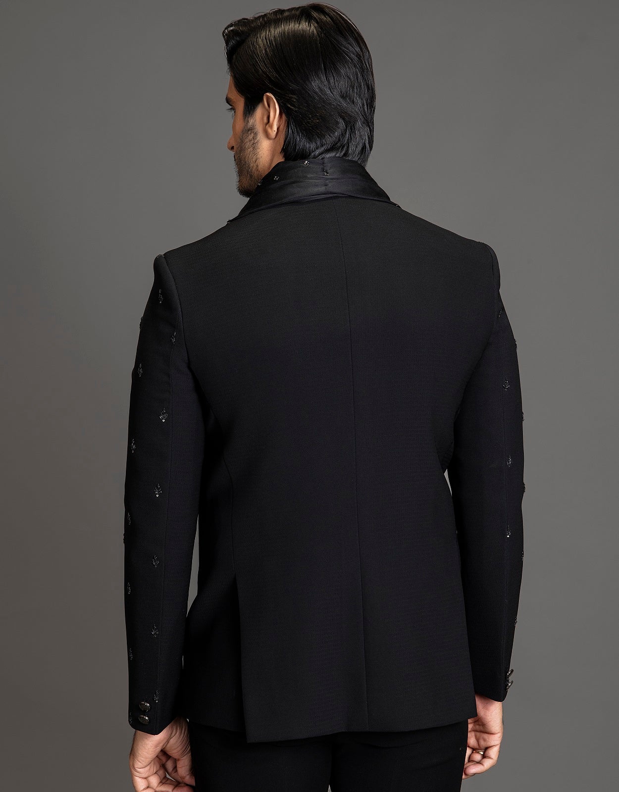 CLASSIC BLACK BANDHGALA WITH STOLE