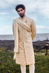 Light Gold Colour Silk Fabric Sherwani