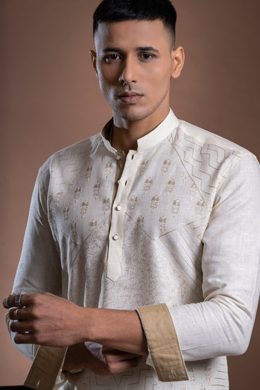 Cream Abstract Kurti