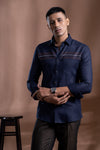 Blue Linen Embroidered Shirt