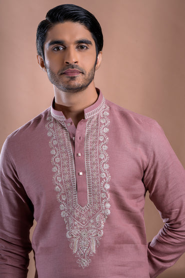 Onion Pink Linen Kurti