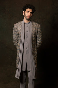 Grey Coloured Open-Style Indo-Western