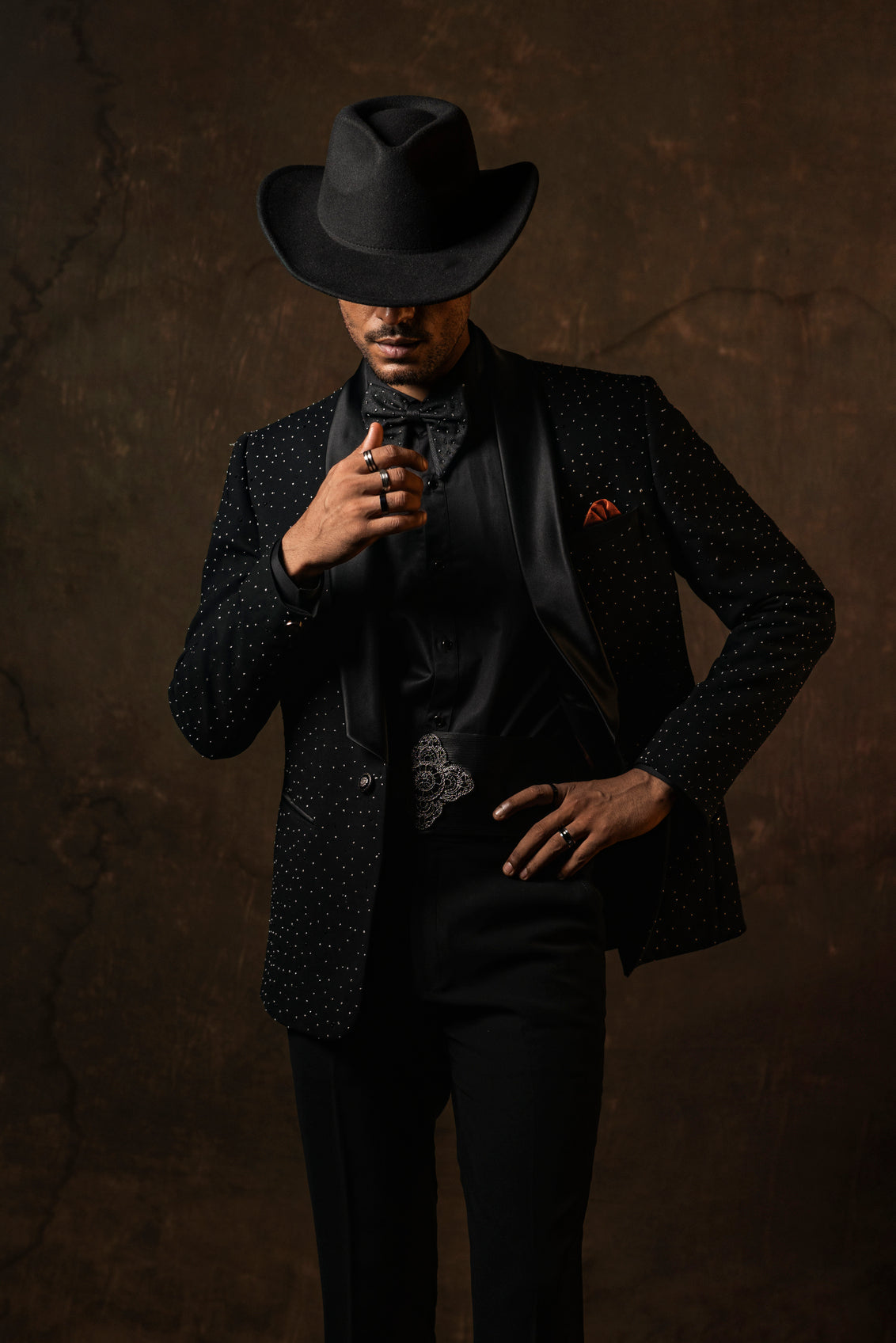 Black Tuxedo with Intricate Embroidery