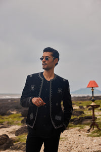 Black Colour Short-Length Open-Style Indo-Western