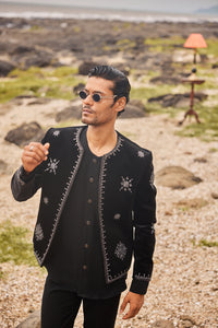 Black Colour Short-Length Open-Style Indo-Western