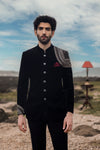 Black Colour Soft Velvet Fabric Bandhgala