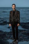 Black Metallic Hand Embroidery Tuxedo