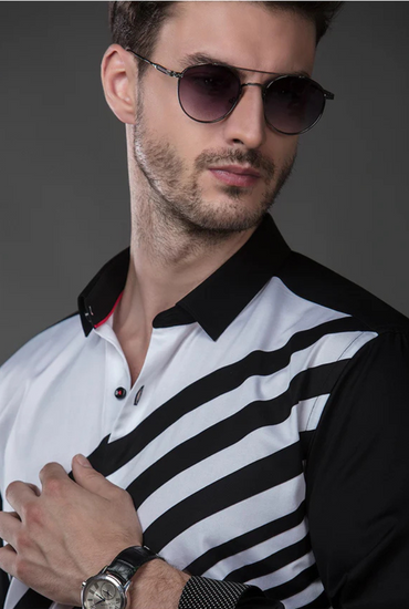 BLACK AND WHITE STRIPPED SHIRT