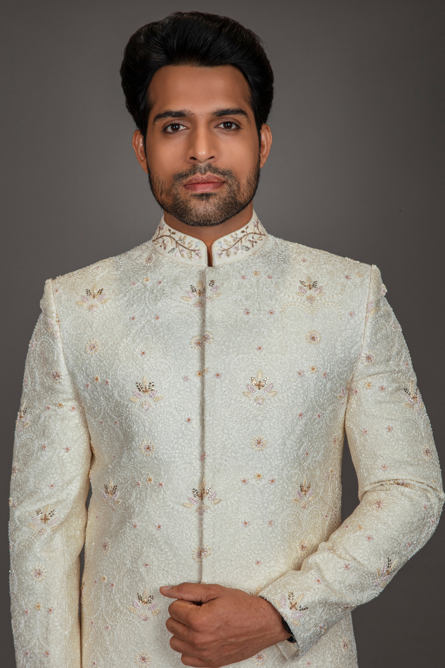 IVORY ANARKALI CUT SHERWANI
