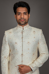 IVORY ANARKALI CUT SHERWANI