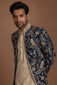 FLORAL OPEN JACKET INDO WESTERN