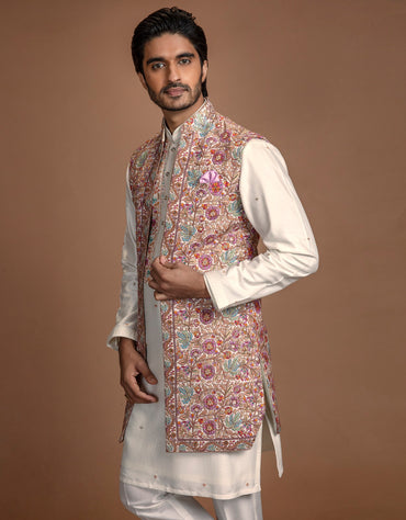 KASHMIRI EMBROIDERY OPEN BUNDI SET