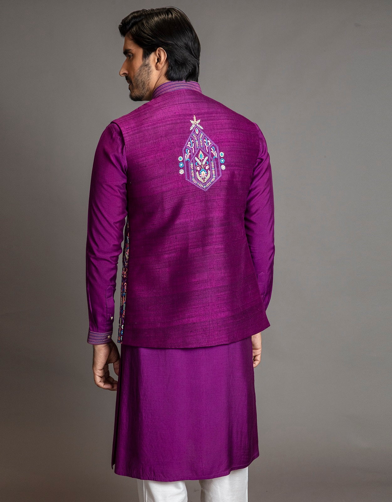 Multi Colour Purple Open Bundi Set