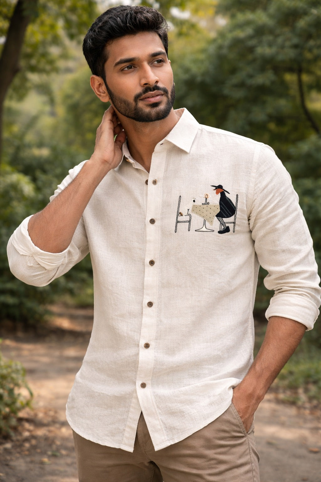 Cream Linen Party Shirt