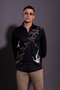 Flying Swan Hand Embroidered Shirt