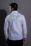 Blue Floral Hand Painted Shirt