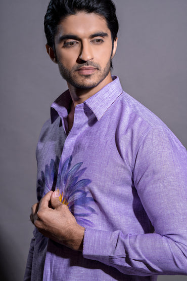 Floral Hand Painted Shirt - Purple
