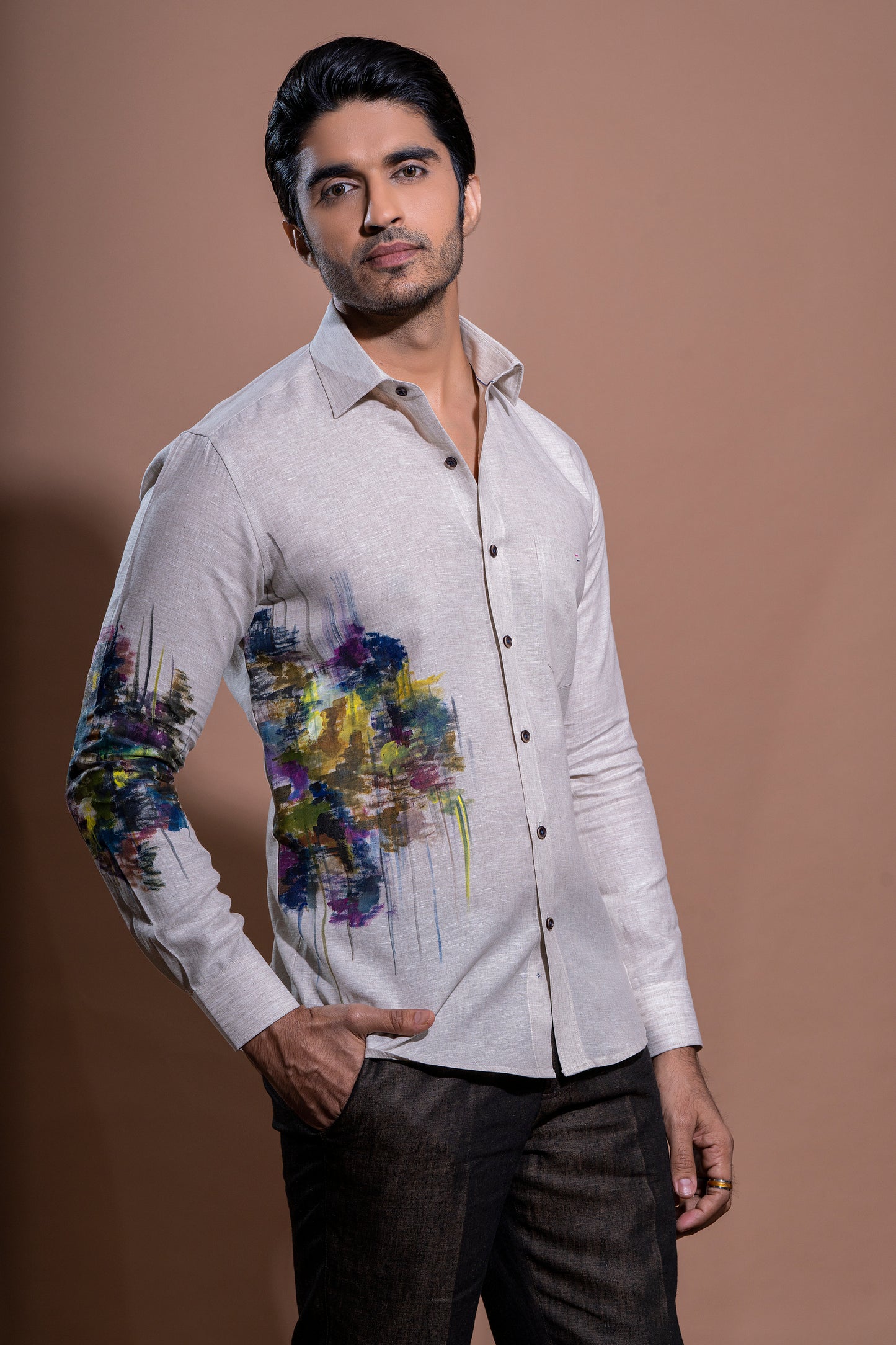 Floral Hand Painted Linen Shirt