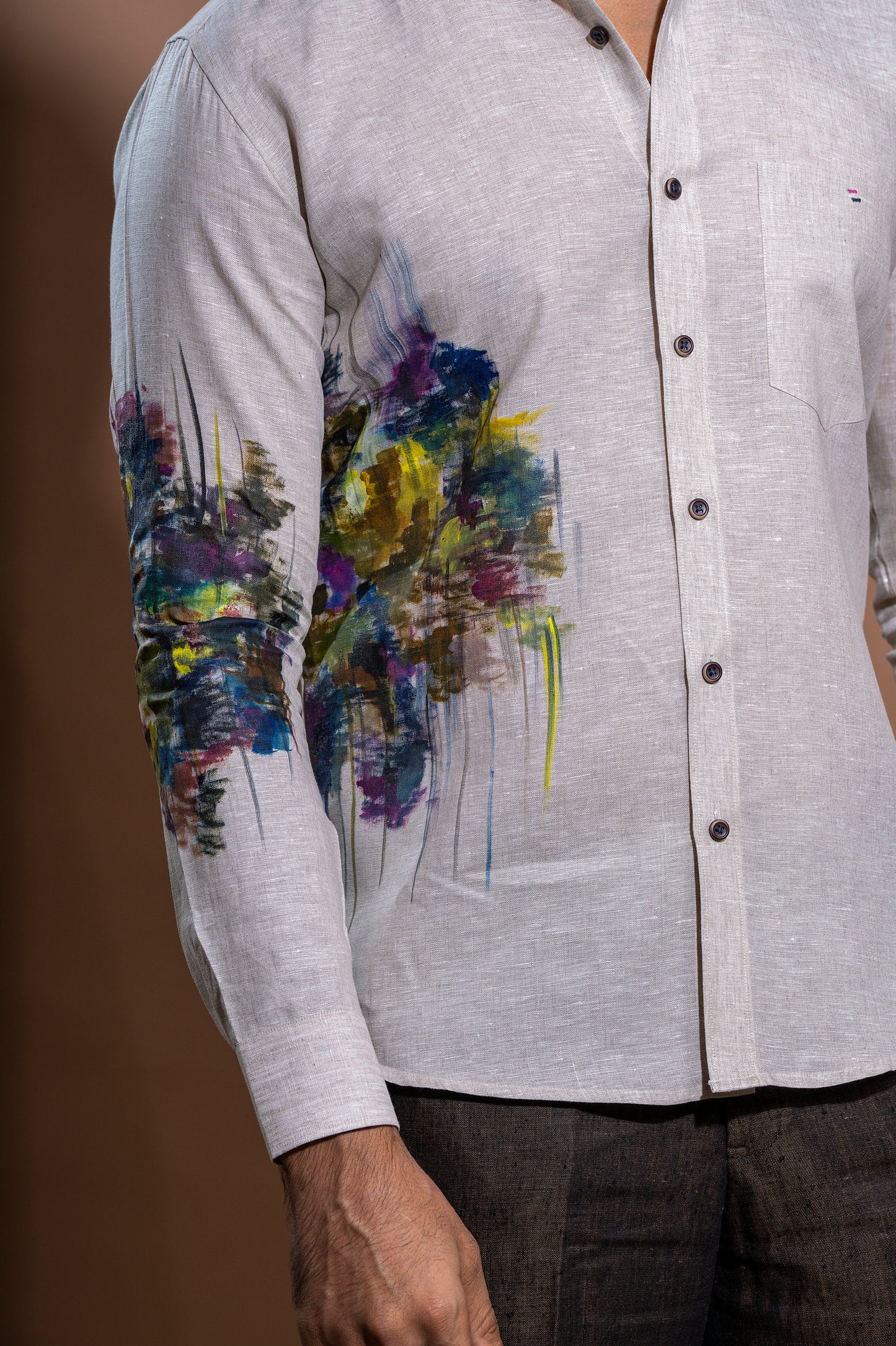 Floral Hand Painted Linen Shirt