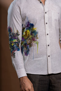 Floral Hand Painted Linen Shirt