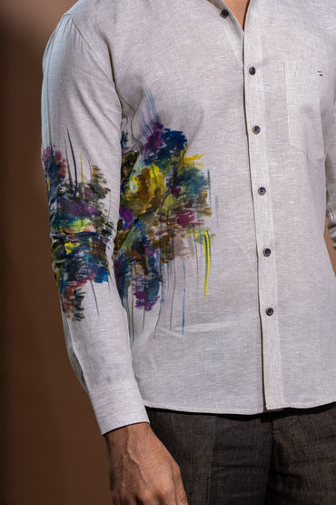 Floral Hand Painted Linen Shirt