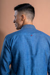 Floral Hand Embroidered Shirt - Blue