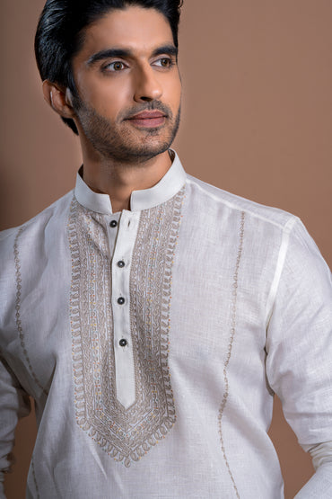 Cream Kurti with Embroidery