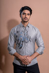 Silver Blue Embroidery Shirt
