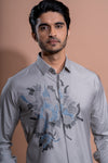 Silver Blue Embroidery Shirt