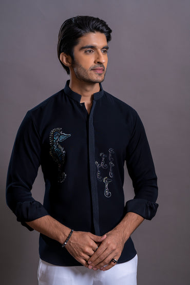 Sea horse Hand Painted Shirt