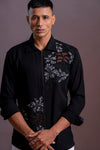 Black Zipper Aplic Shirt